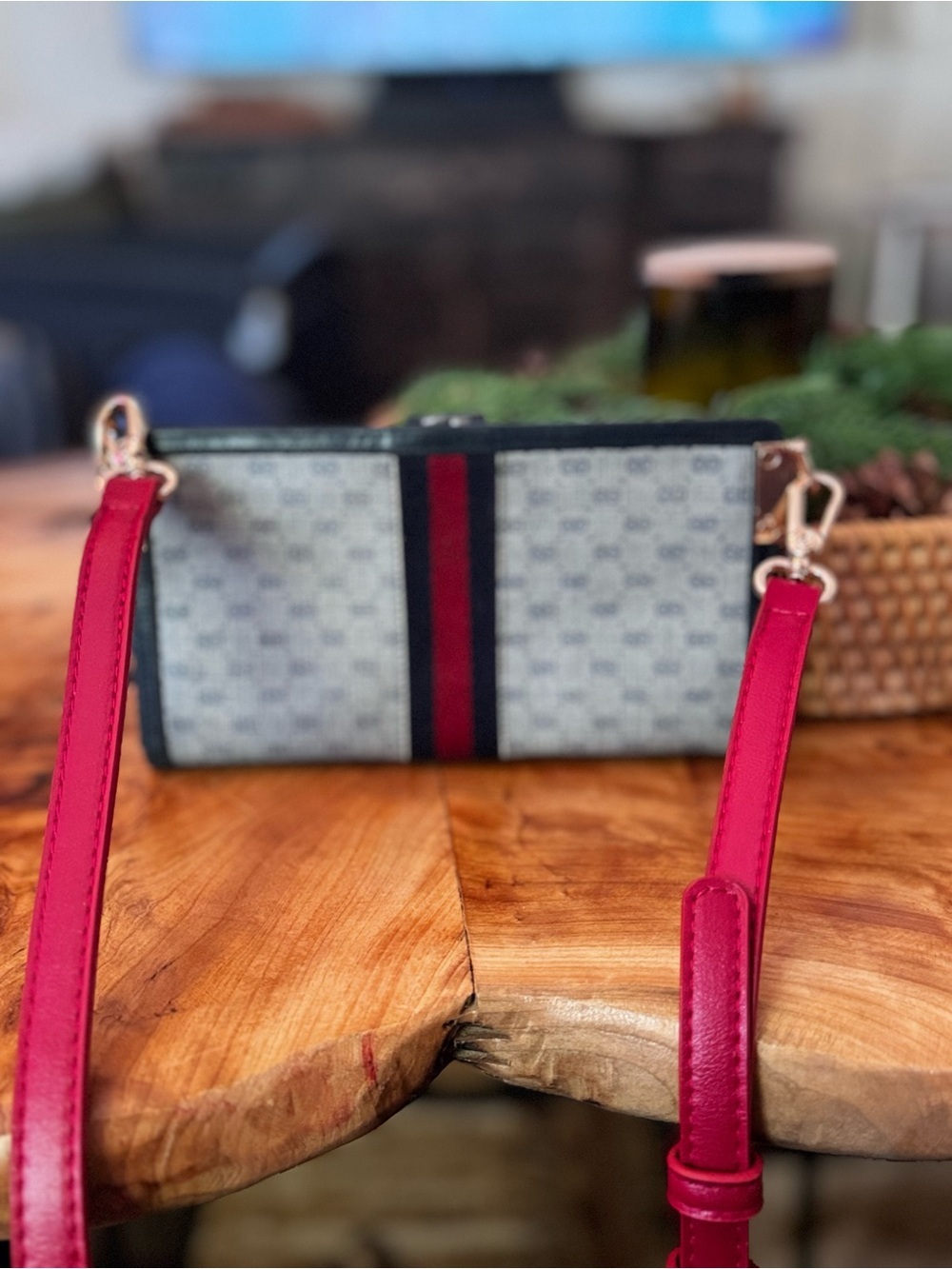 GUCCI Micro GG Logo Webbing PVC Leather Long Bifold Wallet/converted Crossbody - Picture 4 of 17